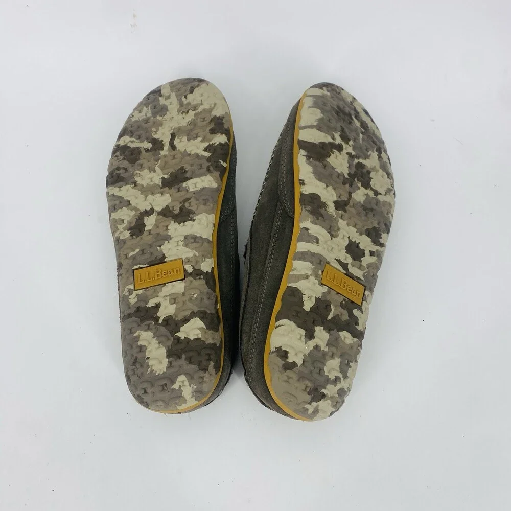L.L.Bean Men's Mock Toe Slip On Scuffs Slippers Fleece Lined Gray Size 11